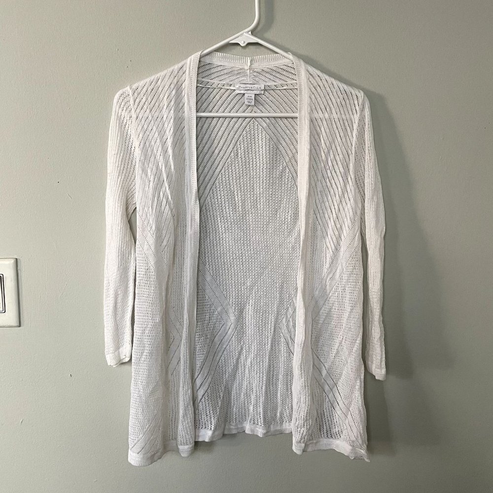 Charter Club pure white knit cardigan delicate rayon women size petite medium
